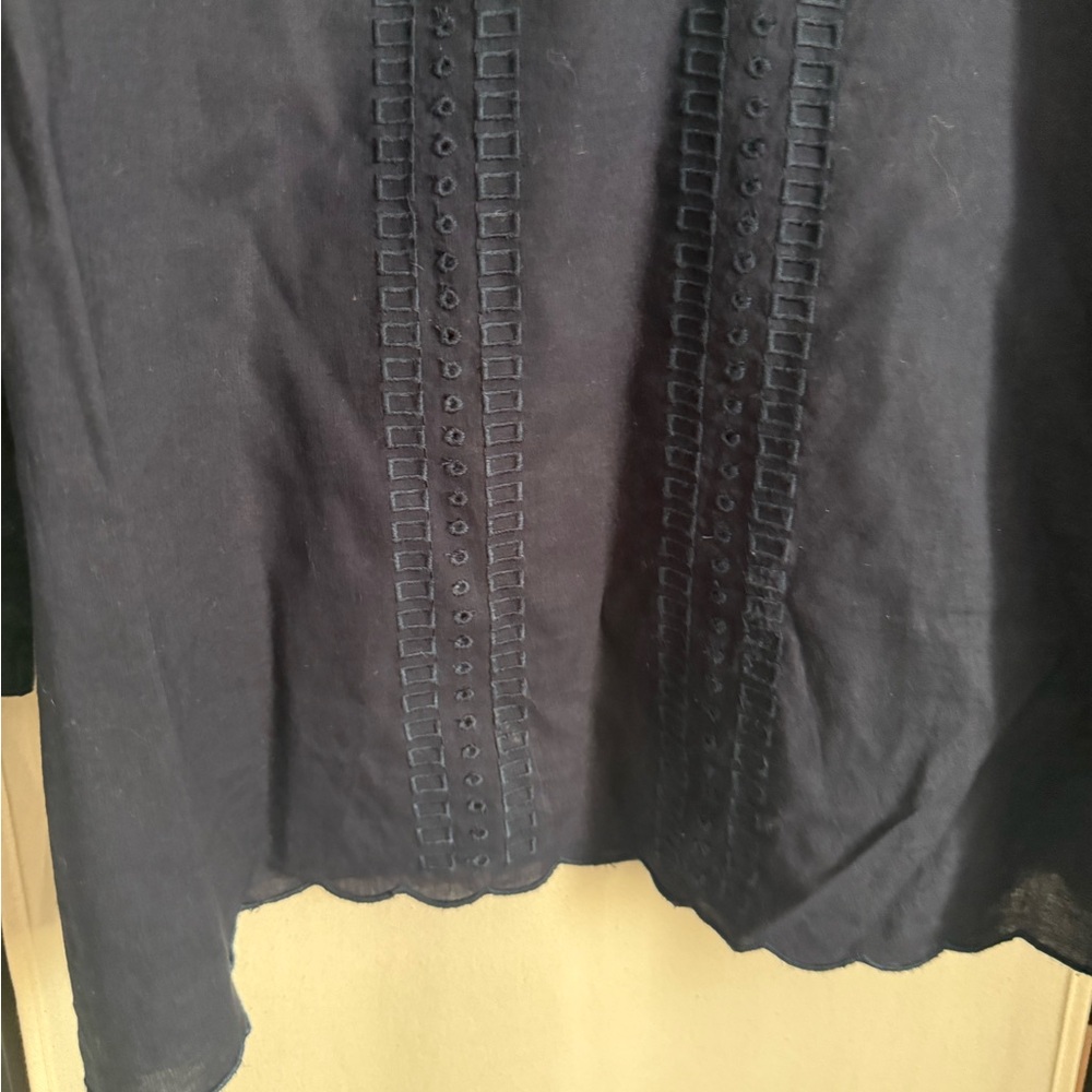 Brooks Brothers Navy Blue Embroidered Long Sleeve Top - Picture 13 of 14